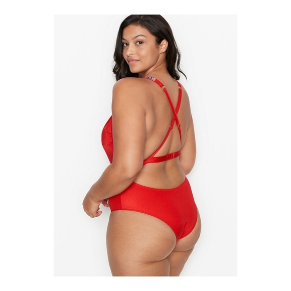 NWOT Victoria Secret Shine One Piece Swimsuit Large Red - Picture 2 of 5